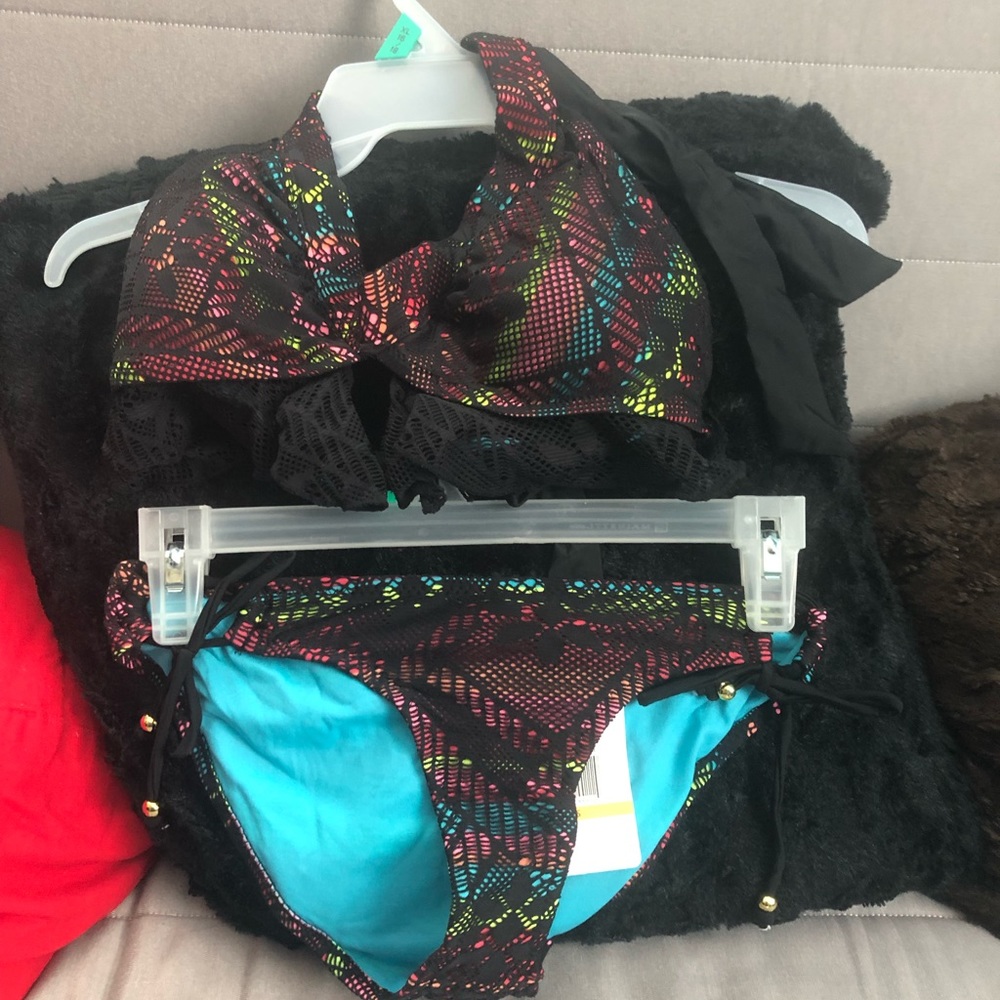 Jessica Simpson two piece crochet knit swimsuit